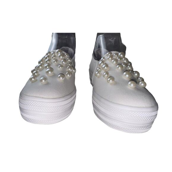 Keds X Kate Spade New York Triple Decker Pearl Embellished Slip-On Sneaker Sz 9 - Picture 6 of 11